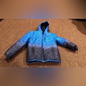 Eddie Bauer Boys Reversible Jacket Lightweight Puffer Blue Ombre/ Navy Large